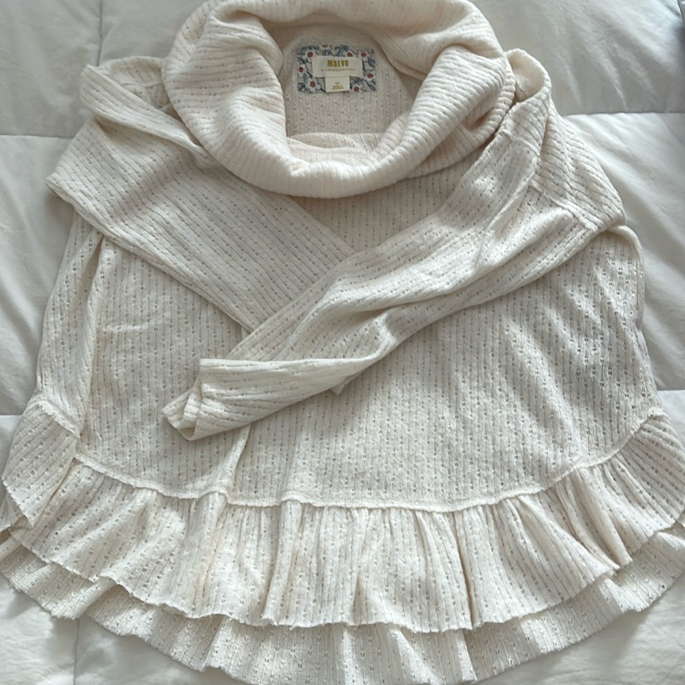 Women’s Maeve cream, cowl neck sweater by Anthropologie, size small/petite